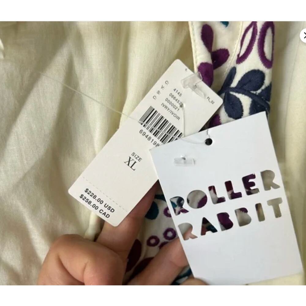 New Anthropologie Women's XL Roller Rabbit Naema Embroidered boho Mini Dress - Picture 7 of 10